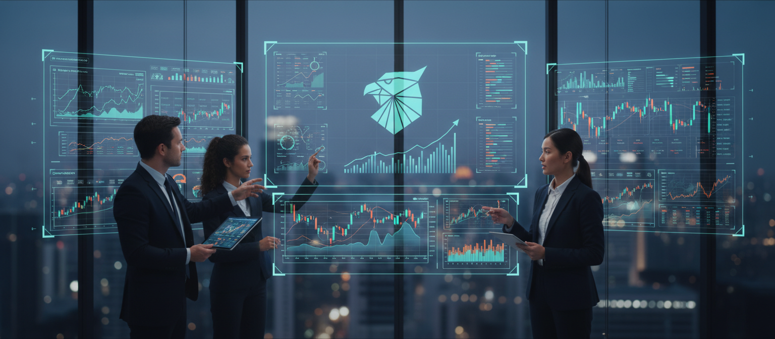 Institutional investors analyzing cryptocurrency ETF performance data with Goldman Sachs branding and charts